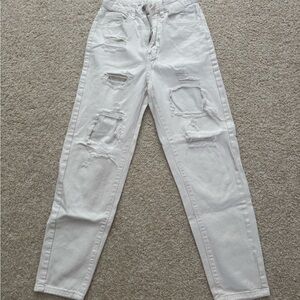 SHEIN White Distressed Women Jeans